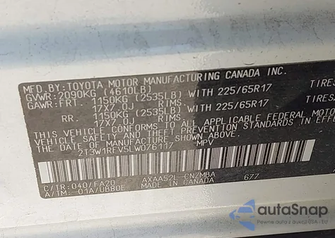 2020 Toyota Rav4 Xle from USA, damaged, VIN 2T3W1RFV5LW076117